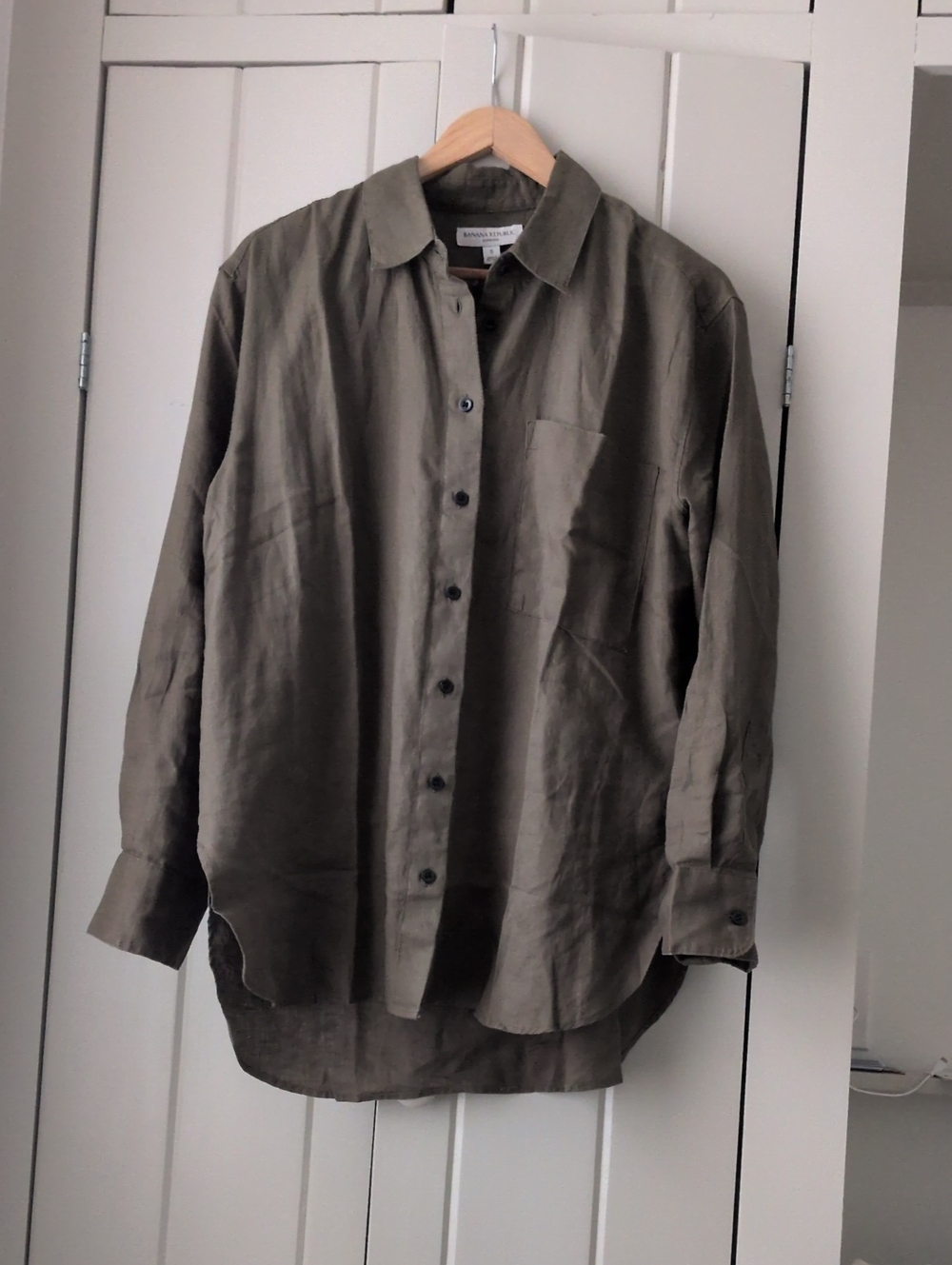 Banana Republic Oversized Linen Shirt Olive Green Small NWT